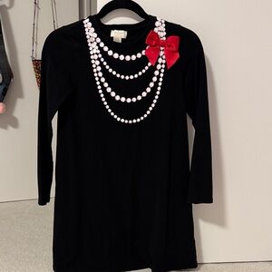 Kate Spade Black Dress with Red Bow and White Beads